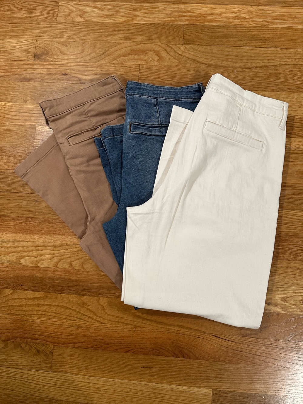 3-Pair Pants Bundle — Ella Moss Wide Leg-Summer 2025; White, Blue, Brown